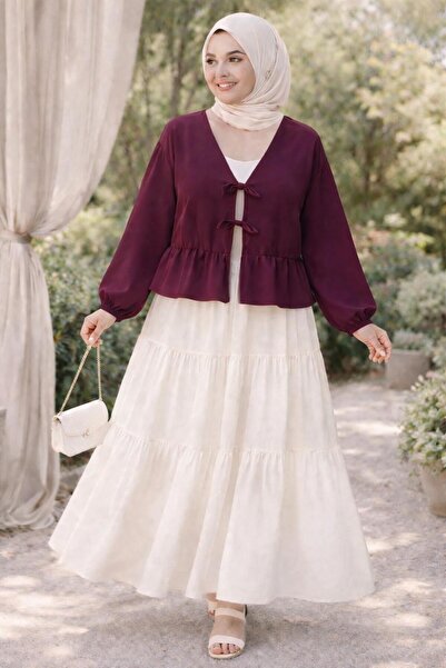 CNG MODA Πουκάμισο κιμονό με βολάν και δέσιμο μπροστά