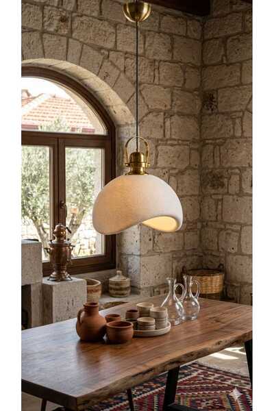 EDESİNG Beton Görünümlü Bohem Teki Avize 35 Cm (Ampul Hediyeli) Gold Duy Takımlı