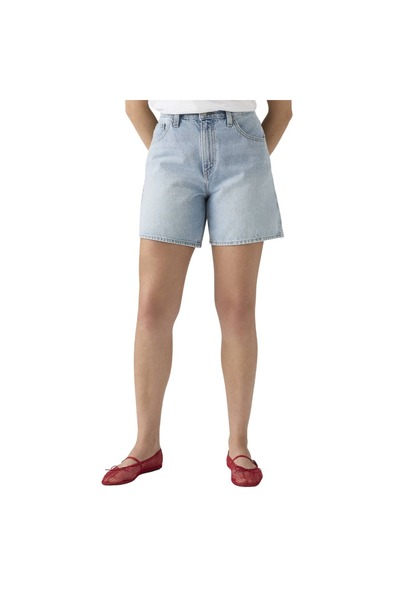 Levis Ψηλόμεσο φαρδύ τζιν σορτς, μεσαίο ίντιγκο 28