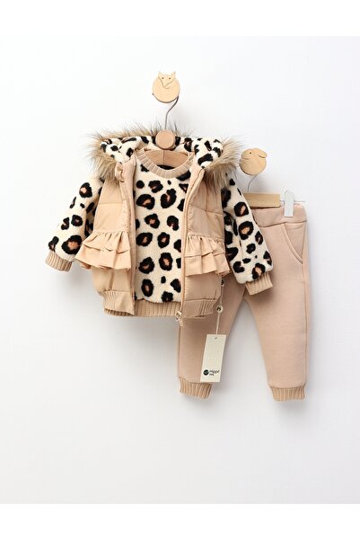 MiniKids Σετ premium Raisa λεοπάρ κρέμα