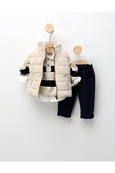 MiniKids Σετ γιλέκου Τόνι πρέμιουμ, κρεμ-μπλε ναυτικό