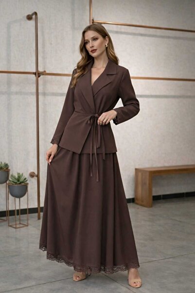 Mikxim Δαντελένια Λεπτομέρεια, Φούστα με Δέσιμο στο Μπροστινό Μέρος, Σακάκι, ...