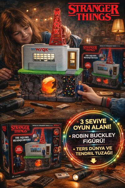 TOYFEST Stranger Things WSQK Radyo İstasyonu Jazwares Playset Robin Figürlü 3...