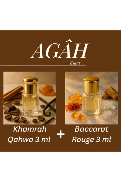 AGAH Khamrah Qahwa 3ml ve Baccarat Rogue 3ml Set - Unisex Alkolsüz Esans
