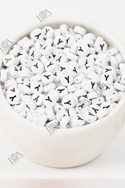 BeadLoa 4X7 mm Flat Single Letter - Y - Alphabet Beads Lettered Beads 100 Pieces