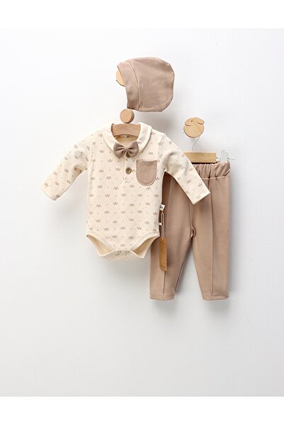 MiniKids Κοστούμι με στάμπα κορώνας, κρεμ-μπεζ