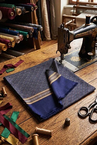 Kravatkolik Σχέδιο σάλιου Ναυτικό μπλε Ιταλικό μεταξωτό Ascot Kravat SAC03