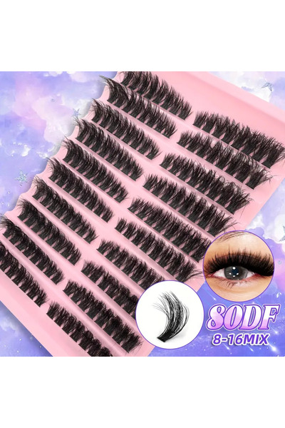 DIYEYELASH 160 Adet Takma Kirpik Küme Seti 80DF Spiky Doğal Hafif Volüm Yumuş...