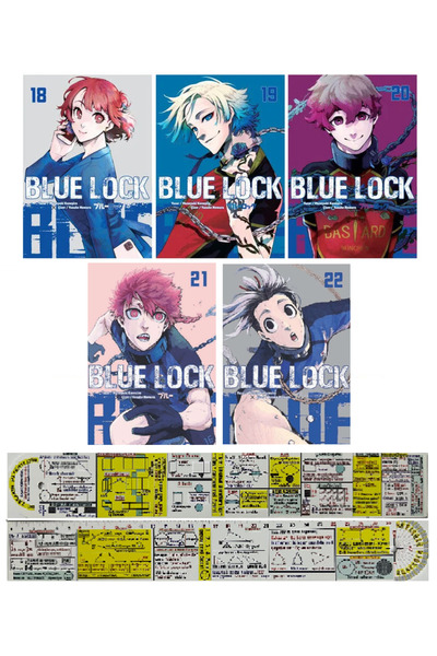 Komik Şeyler Blue Lock 18-19-20-21-22. Ciltler Manga Seti + Özel Cetvel