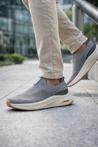 Ayakkabı Vakti Pantofi sport gri pentru bărbați, tip slip-on – Pantofi ușori,...