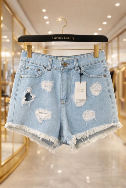 Butik 🖤   Lavin's Luxury Ripped Detailed Jean Shorts – Premium Summer Collec...