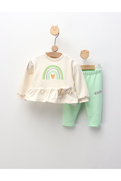 MiniKids Κομπλέου Καρδιά και Ουράνιο Τόξο, κρεμ-πράσινο
