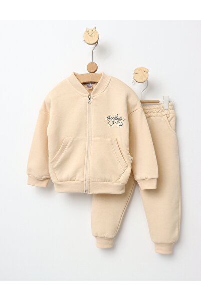 MiniKids Σετ φόρμας με κρεμ χρώματος κρέμας