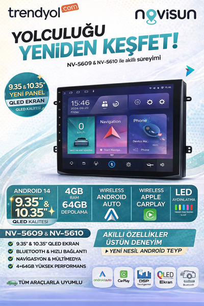 NAVİSUN | NV-5610 | 10.35"inç Yeni Tip Ekran | 6+128G | Carplay + AndroidAuto...