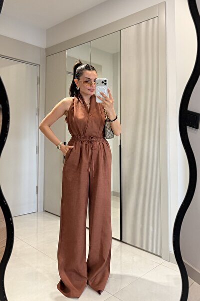 Gizem Ecemiş Moiss Kiremit Keten Bel Lastikli Takım