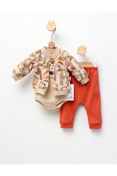 MiniKids Κοστούμι τριών τεμαχίων, Παπαγάλοι, κρεμ-κοραλλί