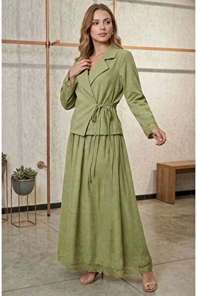 Mikxim Δαντελένια Λεπτομέρεια, Φούστα με Δέσιμο στο Μπροστινό Μέρος, Σακάκι, ...