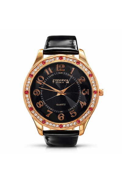 Francesca di Geneva Ladies watch, black strap,