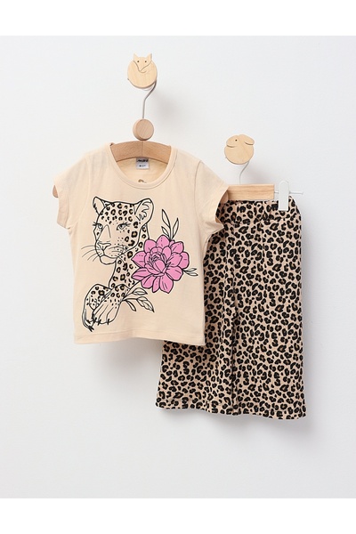 MiniKids Κρεμ φλοράλ ριγέ σετ