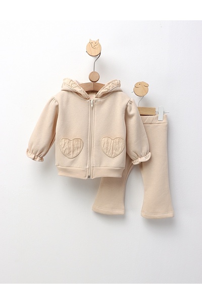 MiniKids Νατάσα ενισχυμένη αθλητική φόρμα, κρεμ μοντέλο