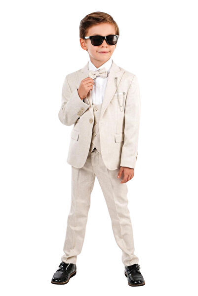 MiniKids Πολυτελές κομψό κρεμ κοστούμι μοντέλο Βλαντ