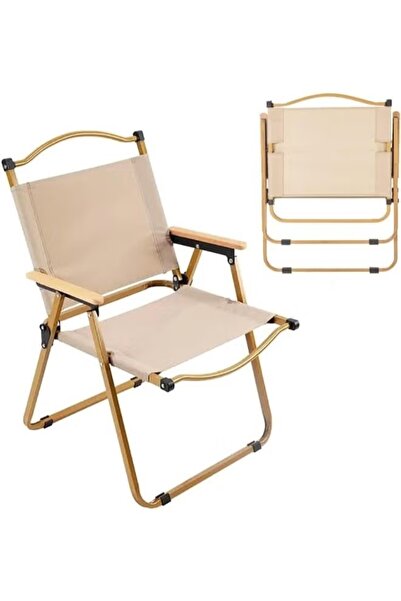 EasyLife Foldable Camping Chair Wooden Armrest Portable Outdoor Beach Garden ...