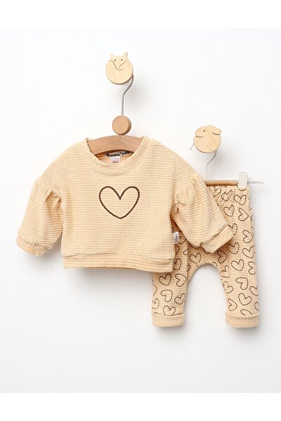 MiniKids Βρεφικά κοριτσίστικα κοστούμια σχέδιο καρδιάς κρεμ