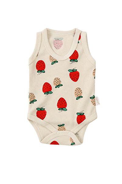 MiniKids Βρεφικό κορμάκι, Αμάνικο μπλουζάκι Ace Trase, Κρεμ με φράουλες