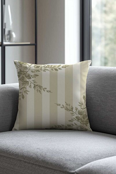 Queen Jera Κάλυμμα μαξιλαριού με ριγέ σχέδιο λουλουδιών - 43Χ43 εκ. Διπλής όψ...