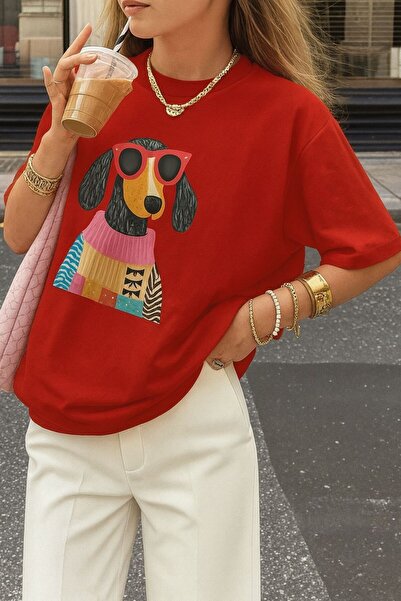 E-ROMA ΧΑΡΙΤΩΜΕΝΟ ΜΠΛΟΥΖΑΚΙ ΜΕ ΣΤΑΜΠΑ ΣΚΥΛΟΥ OVERSIZE UNISEX T-SHIRT 1PV3