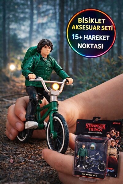 TOYFEST Stranger Things Mike Wheeler Bisikletli Figür 10 cm Aksiyon Koleksiyo...