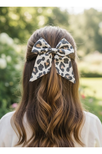 Toka Delisi Țesătură din bumbac cu model leopard maro-bej, voluminoasă și flu...