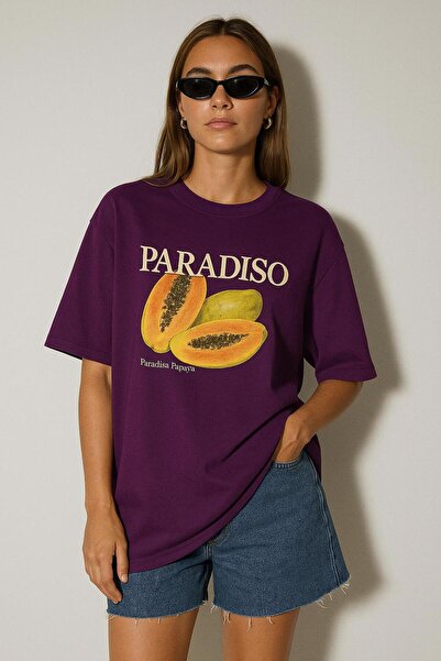 DM DOLCE MORE Μπλουζάκι με στάμπα PARADISO, OVERSIZED, UNISEX, 1PV1