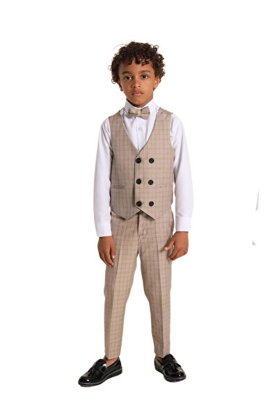 MiniKids Κομψό κοστούμι τεσσάρων τεμαχίων Τόνι μπεζ
