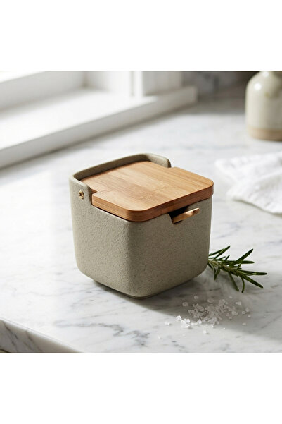 Destello ®   Δοχείο καρυκευμάτων με κουτάλι, Κεραμικό, Σκούρο Γκρι, 9,3 x 10,...