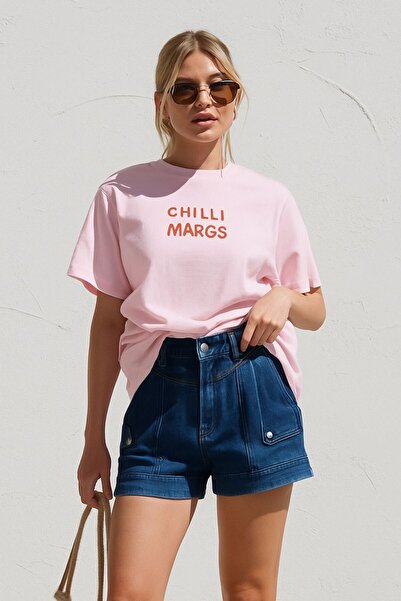 E-ROMA Μπλουζάκι με στάμπα CHILLI MARGS, OVERSIZE, UNISEX, 1PV2