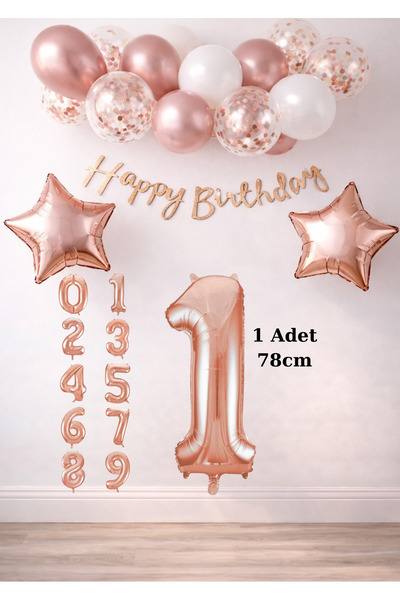 BALON DİYARI Σετ μπαλονιών γενεθλίων σε ροζ χρυσό για όλες τις ηλικίες |   Σε...