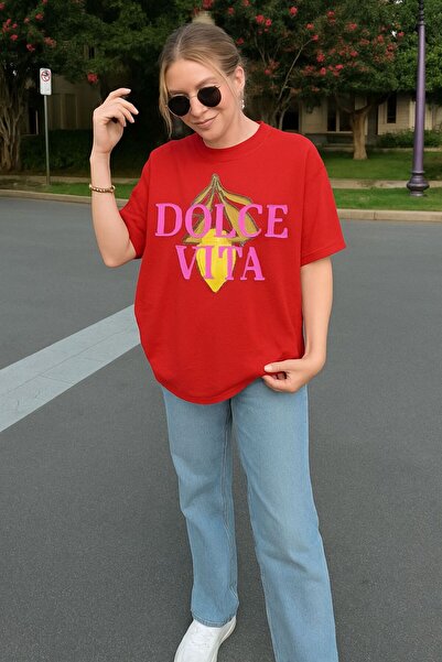 E-ROMA Μπλουζάκι με στάμπα DOLCE VITA, OVERSIZE, UNISEX, 1PV5