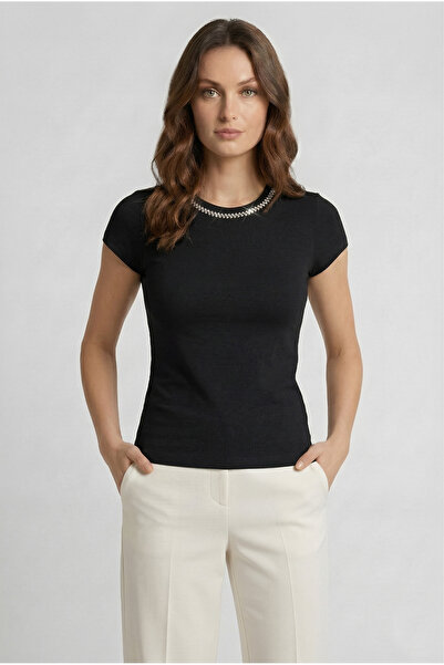 Kurun's Collection Μπλούζα με κοντό μανίκι με λαιμόκοψη ποδηλατικού τύπου και...