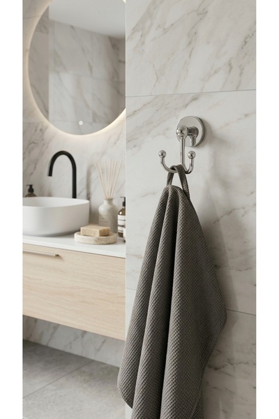 ANZA HOME Krom Çatal Bornozluk Askısı, Havlu Askısı, Banyo Askısı