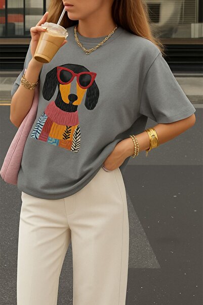 DM DOLCE MORE ΧΑΡΙΤΩΜΕΝΟ ΜΠΛΟΥΖΑΚΙ ΜΕ ΣΤΑΜΠΑ ΣΚΥΛΟΥ OVERSIZE UNISEX T-SHIRT 1PV3