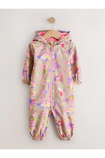 Next Baby Dinazor Desenli Polar Astarlı Yağmurluk Astronot Tulum