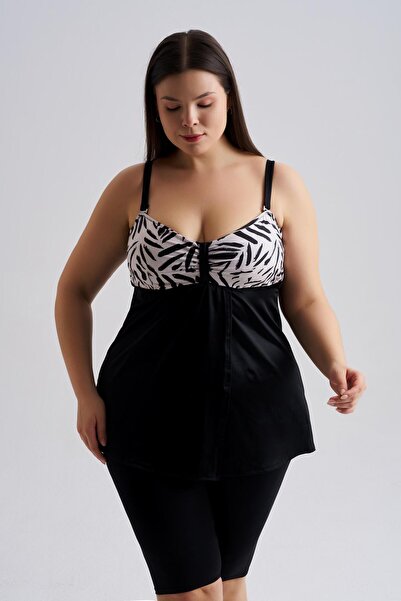 AQUAVİVA Γυναικείο Μαύρο Τανκίνι Olivia με διπλό στήθος και σχέδιο μπατίκ σε ...