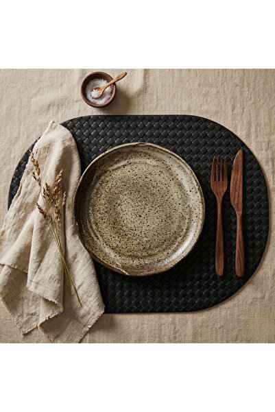 Grand Fine Art 2 τεμάχια δερμάτινο αμερικάνικο σερβίτσιο με πλεκτό σχέδιο, μα...