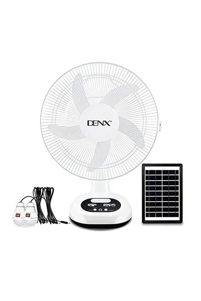 Primo Plus 14-Inch Rechargeable Solar Table Fan With Solar Panel & 2 LED Bulb...
