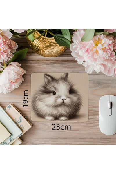 Empressco Mousepad iepure desenat manual pe fundal crem - 19x23 cm 2 mm drept...