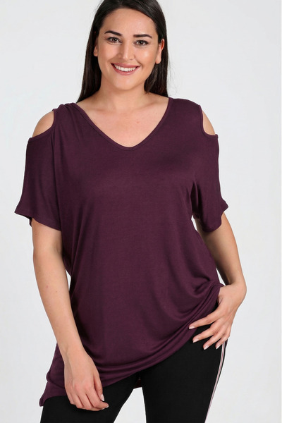 Curvy Trend Μπλούζα με κοντό μανίκι με παράθυρο V ώμου