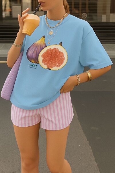 DM DOLCE MORE Μπλουζάκι με στάμπα σύκα, oversized unisex μπλουζάκι 2PV1