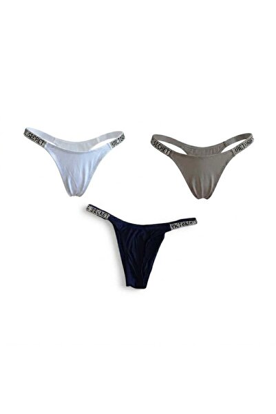 NoNameStore7 VS-Set de chiloti brazilieni cu logo - 3 perechi, Multicolor