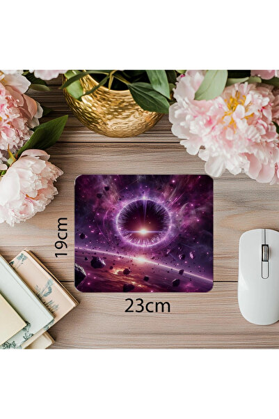 Empressco Mousepad cu portal și asteroizi de culoare violet - 19x23 cm 2 mm d...